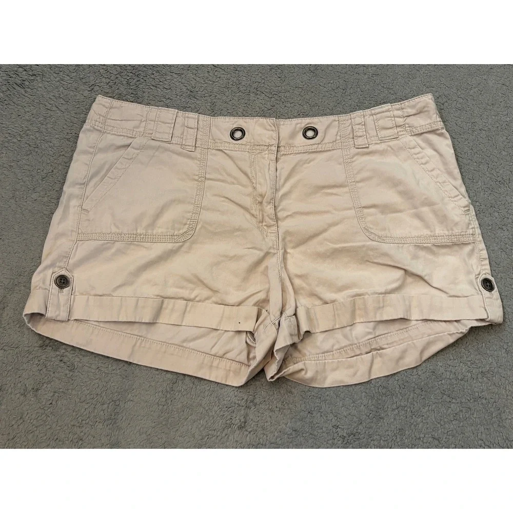 Ann Taylor LOFT Womens Khaki Shorts Tan Original Fit Cuffed Size 12 Utility